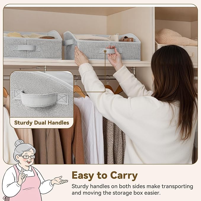 GRANNY SAYS Trapezoid Closet Storage Bins, Medium, Gray, 3-Pack | Closet Organizer Bins for Shelf, Closet Organizers and Storage for Purses, Clothes, Toys, Towels, 16½"Lx11"Wx7¾"H