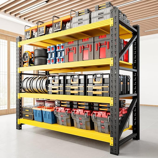 RAVIGIN 3000LBS Storage Shelves, 48" W Garage Shelving Heavy Duty Metal Adjustable Garage Shelves, Shelving Units Industrial Shelving for Warehouse, 48" W x 23.7" D x 70" H,Yellow