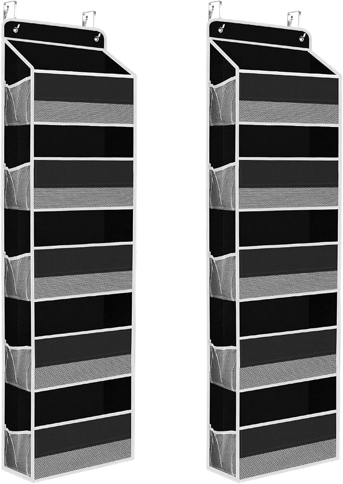 2 Pcs Over The Door Organizer Large Capacity Hanging Storage Room Organizer | 40 lb Capacity, Ultra-Sturdy, Foldable, Mesh Design with Clear Window, Space-Saving Organizer for Pantry, Nursery & Closet