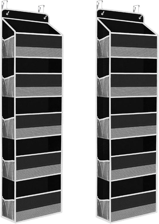 2 Pcs Over The Door Organizer Large Capacity Hanging Storage Room Organizer | 40 lb Capacity, Ultra-Sturdy, Foldable, Mesh Design with Clear Window, Space-Saving Organizer for Pantry, Nursery & Closet