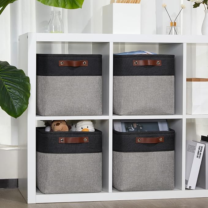DULLEMELO 11x11 Cube Storage Bins for Cube organizer, Foldable Cube Storage Bins Baskets for Organizing Home Office Closet Shelves Toy Nursery,Fabric Cube Baskets Bin for Home organization