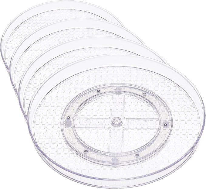 Amazon Basics Clear Lazy Susan Turntable Organizer for Organization, 12-Inch (Pack of 8)