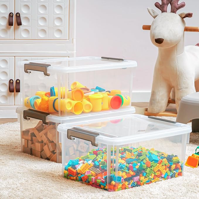 Citylife 17QT 2Packs Clear Craft Organizers and Storage Box with Tray | Stackable Art Supply Organizer Storage Bins with Lids for Beads, Markers, Sewing, Tools, Playdoh, Coloring Books, Made in USA