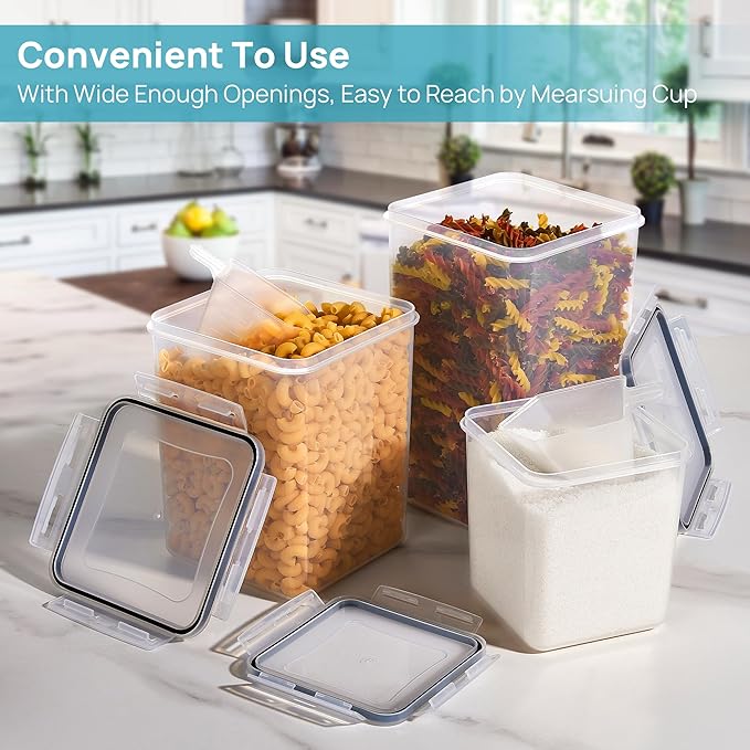 Vtopmart 10 PCS Flour and Sugar Storage Container, Include 3 Sizes | For Bulk Flour and Sugar Storage, Airtight Seal, Multiple Sizes, BPA Free, Food Grade Material, Dishwasher Safe (Not Lids)