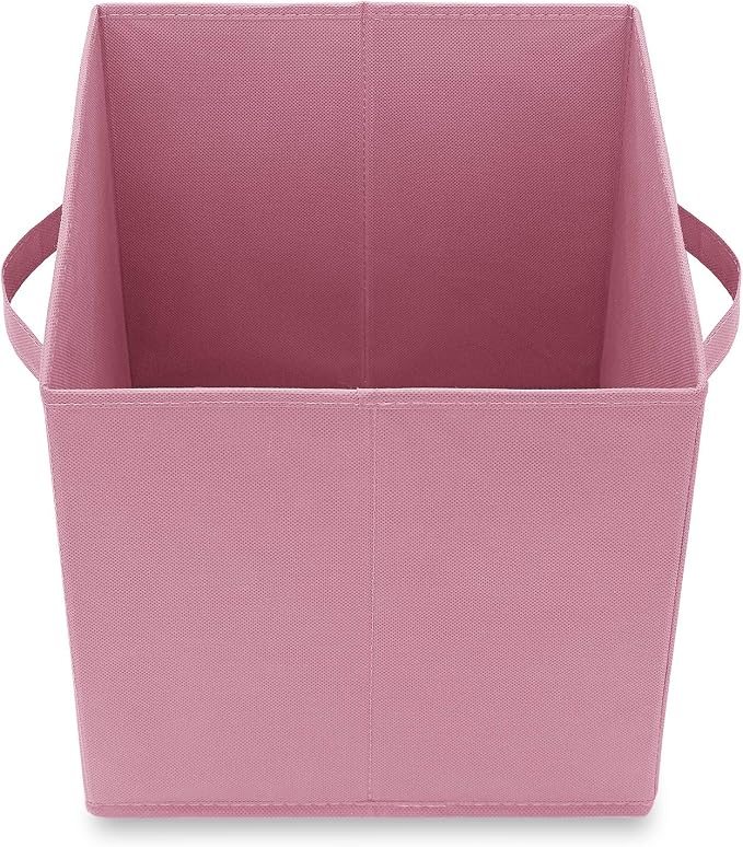 Casafield Set of 6 Collapsible Fabric Cube Storage Bins, Light Pink - 11" Foldable Cloth Baskets for Shelves, Cubby Organizers & More