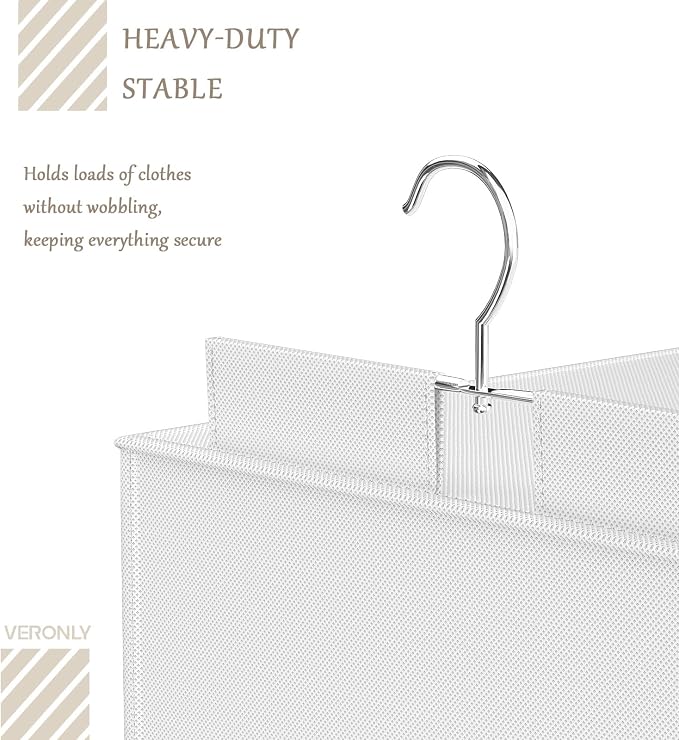 Hanging Closet Organizer and Storage with Bamboo Support, 6-Shelf Closet Hanging Storage Shelves, Closet Organizers Easy Mount Foldable for Bedroom