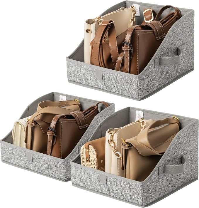 GRANNY SAYS Trapezoid Closet Storage Bins, Small, Gray, 3-Pack | Fabric Storage Bins for Closet Shelves, Cube Shelf, Closet Organizers and Storage for Clothes, Purse, Toys, Towels