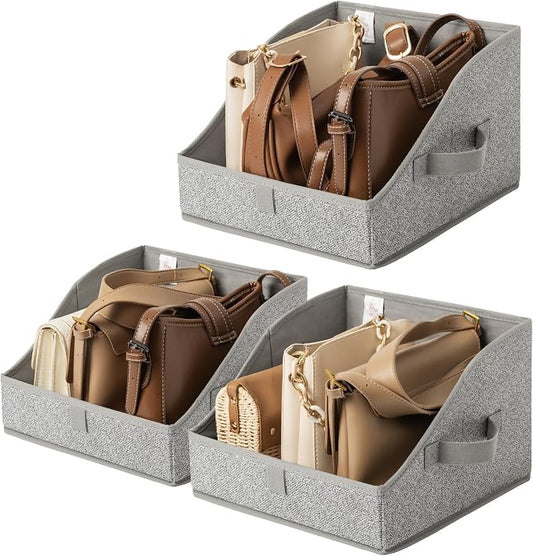 GRANNY SAYS Trapezoid Closet Storage Bins, Small, Gray, 3-Pack | Fabric Storage Bins for Closet Shelves, Cube Shelf, Closet Organizers and Storage for Clothes, Purse, Toys, Towels