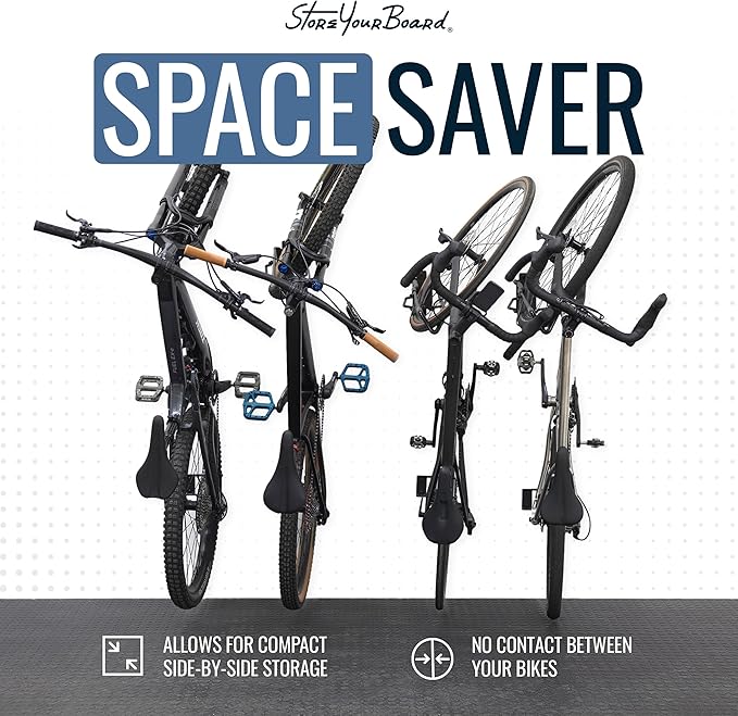 StoreYourBoard Swivel Bike Wall Mount, No Lift Vertical Rack, 2 Pack | Wall Mount Bike Rack, Vertical Bike Storage, Swivels Flat to Wall, No Lift