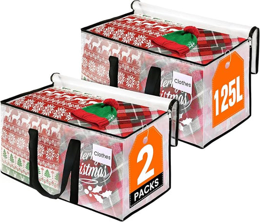 RoomHacks Clear Heavy Duty Extra Large Moving Bags, Reinforced Handle and Double Zipper, Storage Bags Alternative to Moving Box (2 Packs)