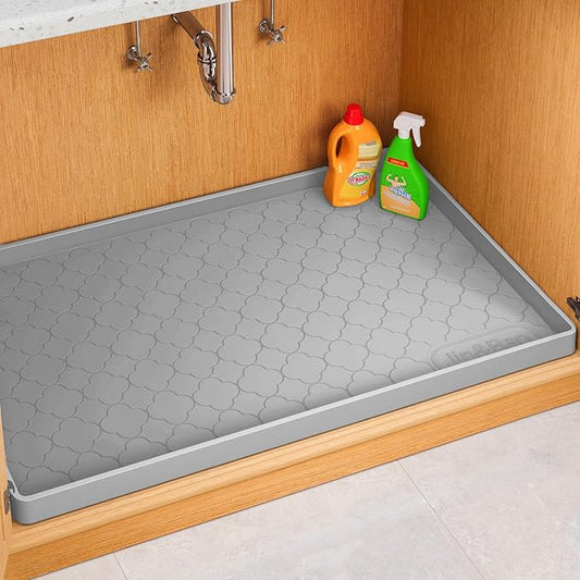 Jin&Bao Under Sink Mat 37" x 19" Waterproof Silicone Cabinet Kitchen Liner | Silicone under kitchen sink mat,cabinet protector,bathroom shelf liner,raised edge,anti-slip,easy to clean & dishwasher safe