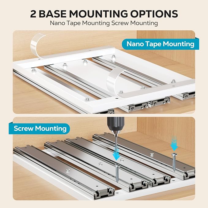 Nieifi Pull Out Spice Rack Organizer, 2 Tiers, White | Spice Organization for Cabinet, Height Adjustable, Easy to Install