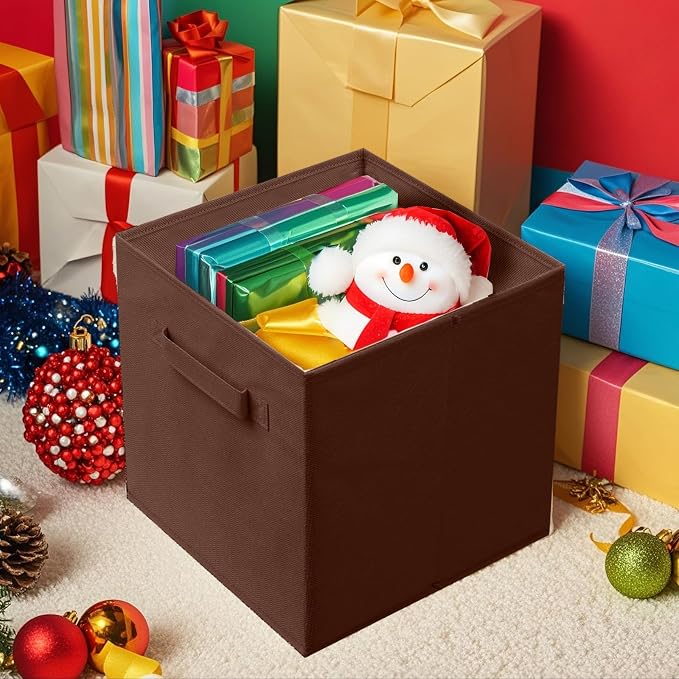 ShellKingdom Storage Bins, Foldable Fabric Storage Cubes And Cloth Storage | Storage Organizer For Closet And Toys, 10.5x10.5x11 INCH, 2 Pack (Chocolate)