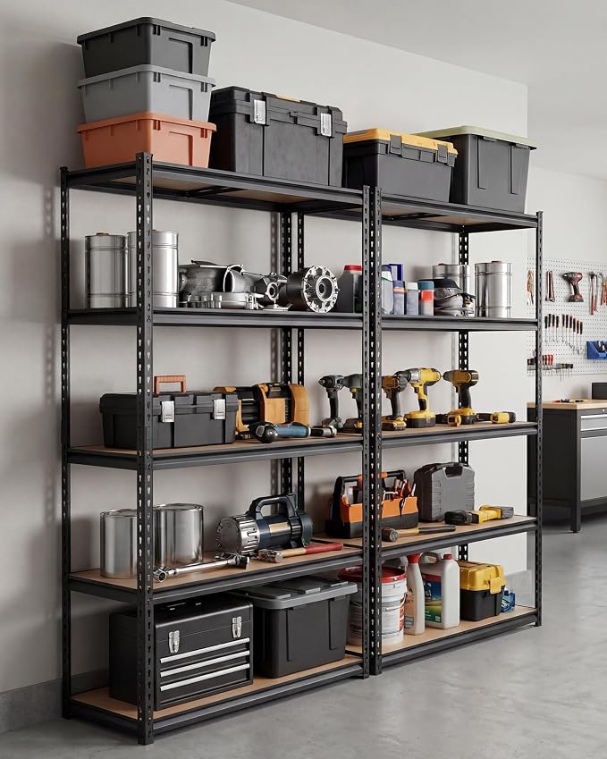 Garvee 5-Tier Storage Shelving Unit, 36" W x 18" D x 72" H, 2500 lbs Load | Carbon Steel Utility Shelves, Adjustable Metal Freestanding Garage Shelf for Pantry, Basement, Warehouse, Heavy Duty