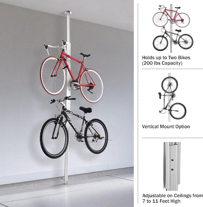 RAD Cycle Aluminum Bike Stand Bicycle Rack Storage or Display Holds Two Bicycles