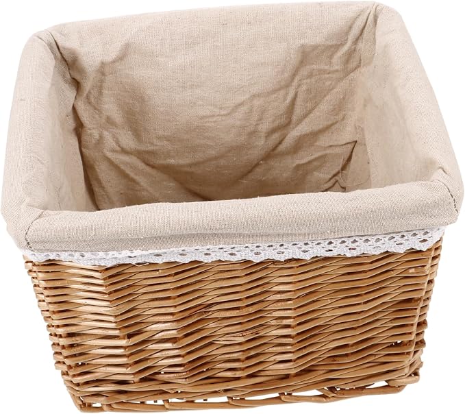 ABOOFAN Pastoral Style Woven Basket Decorative Storage Bin for Clothes Snacks and Sundries Rustic Multi Function Organizer Easy to Clean and Reusable for Home and Office