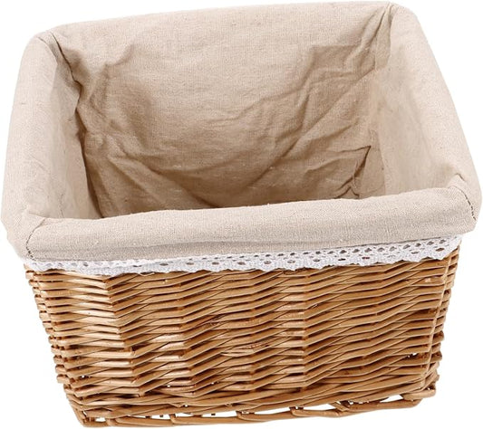 ABOOFAN Pastoral Style Woven Basket Decorative Storage Bin for Clothes Snacks and Sundries Rustic Multi Function Organizer Easy to Clean and Reusable for Home and Office