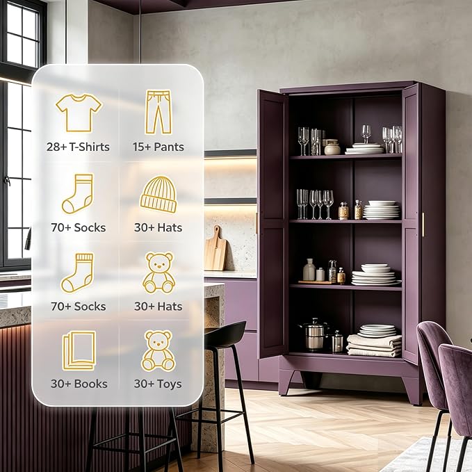 61"H Pantry Kitchen Cabinet with Doors,Black Storage Cabinets,Freestanding Pantry Cabinet,Farmhouse Food Storage Cabinets,Tall and Large Pantry Cabinets for Kitchen, Dining Room, Living Room