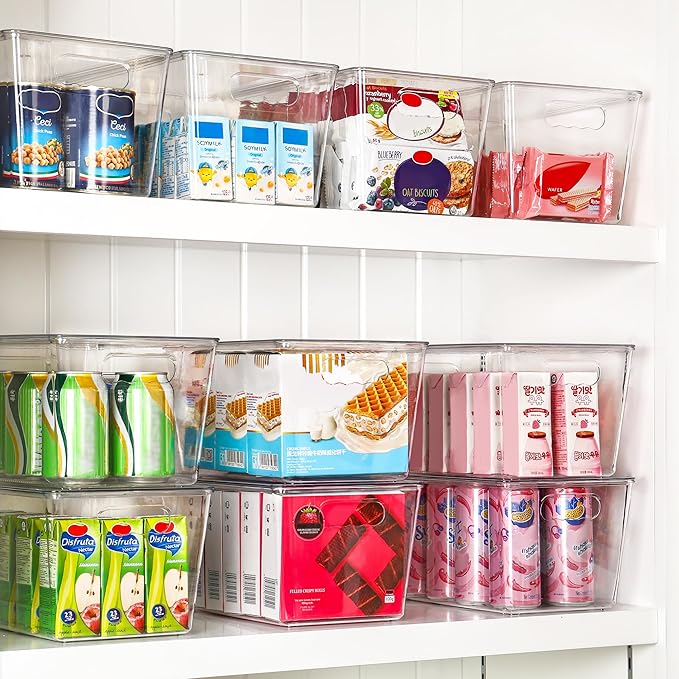 Vtopmart 8 Pack Clear Stackable Storage Bins with Lids, Large | BPA-free Plastic, Organize Vertically, For Pantry Kitchen Fridge Cabinet Closet Bathroom, Built to Last, Easy to Move