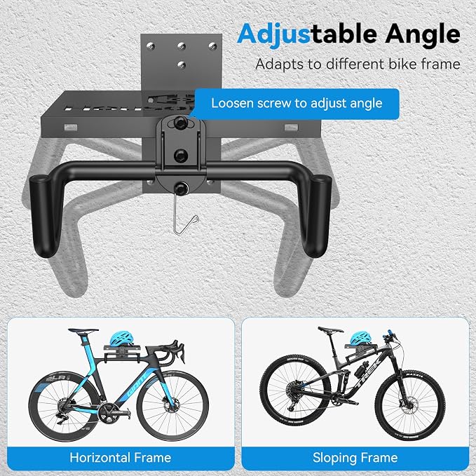 Housolution Bike Wall Mount Horizontal with Shelf EVA Foam Padded | Bike Hooks for Garage up to 48.5LBS, Carbon Steel, Adjustable Bikes Wall Hanger for Road, Mountain and Hybrid Bikes