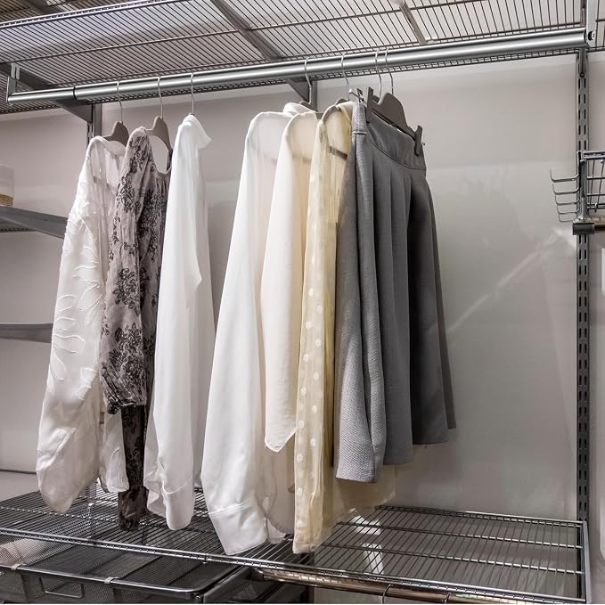 Expandable Closet Rod for Wire Shelf Hanging Clothes Adjustable Heavy Duty Closet Hanging Rod Extender Heavy Duty Hanger Bar Metal Poles for Wardrobes Hanger, 1 Pack (24-41 Inch,Silver)
