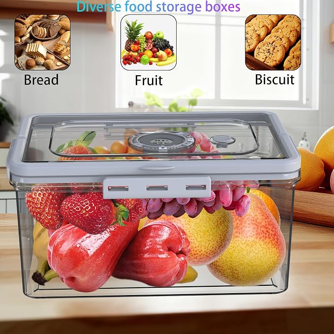 Bread Box With Digital Hygrometer, Portable Bread Boxes with Lid and Handle,New Upgrade Time Recording Bread Storage Container for Homemade Breads,Toast, Bagel, Donut and Cookies,Gifts for Mom Dad