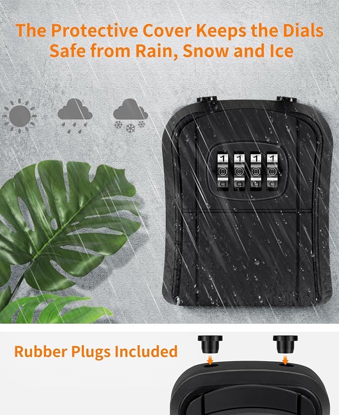 Portable Key Lock Box,Key Holder Safe Security Lock Box for Indoor, Outdoor, Garage, Garden, Store (4 Pack, Black)