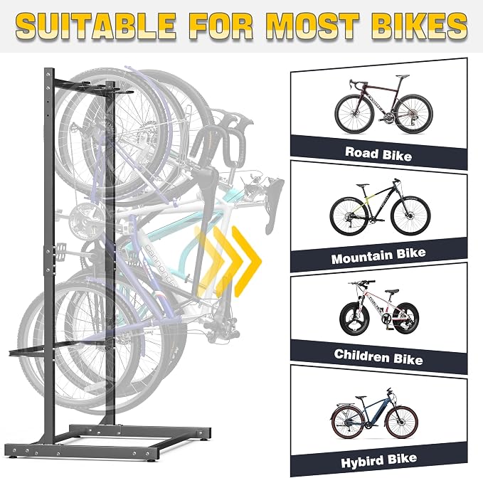 Ultrawall Freestanding Bike Rack, Vertical Bike Storage Stand for Garage, Indoor Bicycle Organizer, Holds Up to 4 Bikes