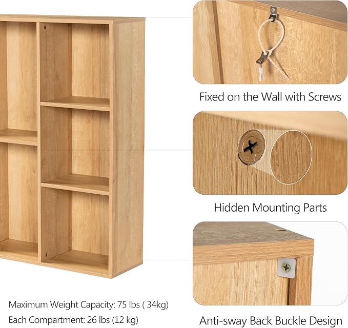 8 Cube Storage Organizer, Wooden Cube Shelves with Closed Back Panel, Reversible Bookcase, Cubes Closet Organizer for Home, Living Room, Kids Room, Office, Bedroom, Study, Hallway