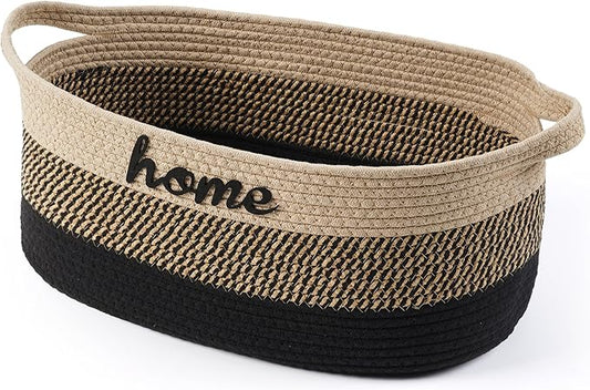 Dog Toy Basket Woven Baskets for Organizing Rope 22"X11"X7.9" Large Storage Basket with Handle Cute Cotton Nursery Gift Dog Toy Bins Organizer-Light Beige