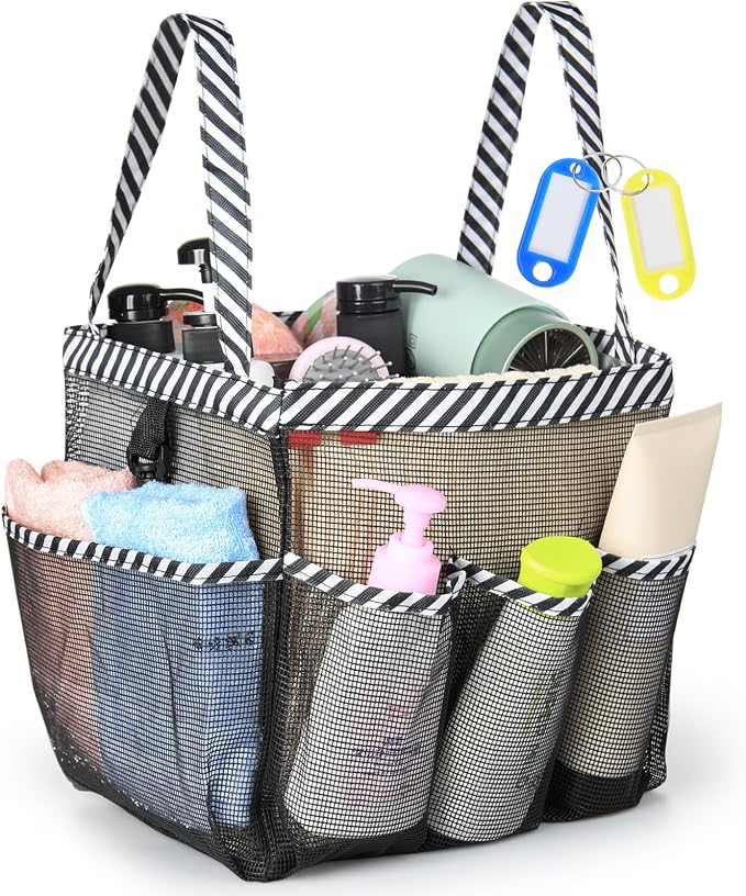Temede Mesh Shower Caddy Portable for College Dorm Room Essentials | Large Capacity 8-Pocket Shower Tote Bag, Toiletry Organizer with Quick-Dry and Dual Handles for Dorm, Gym, Travel, Camping