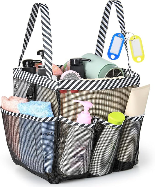 Temede Mesh Shower Caddy Portable for College Dorm Room Essentials | Large Capacity 8-Pocket Shower Tote Bag, Toiletry Organizer with Quick-Dry and Dual Handles for Dorm, Gym, Travel, Camping