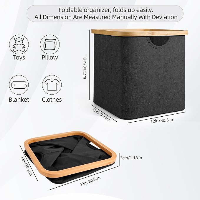 Cube Storage Bin 12 Inch -2 Pack,Collapsible Cube Storage Organizer with Handles,Fabric Storage Bins for Cubes Storages,Square Baskets for Organizing,Storage Bins for Shelve