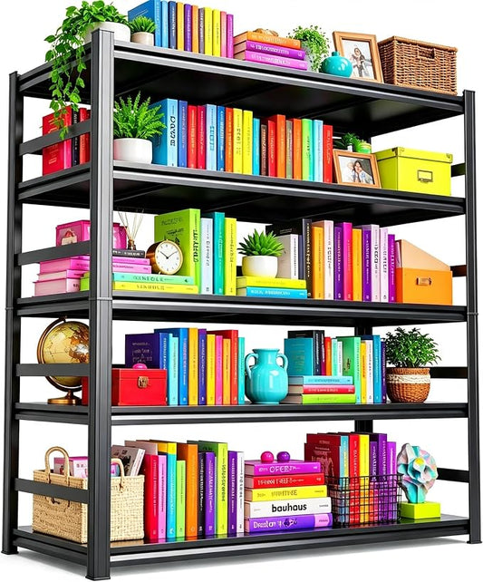Garage Shelving 3000 LBS Heavy Duty Adjustable Metal Storage Shelves | Garage Shelving Unit 72"H×35.4"W×15.7"D, Boltless 5-Tier Rack for Garage Kitchen Pantry Basement Warehouse Bedroom, Black