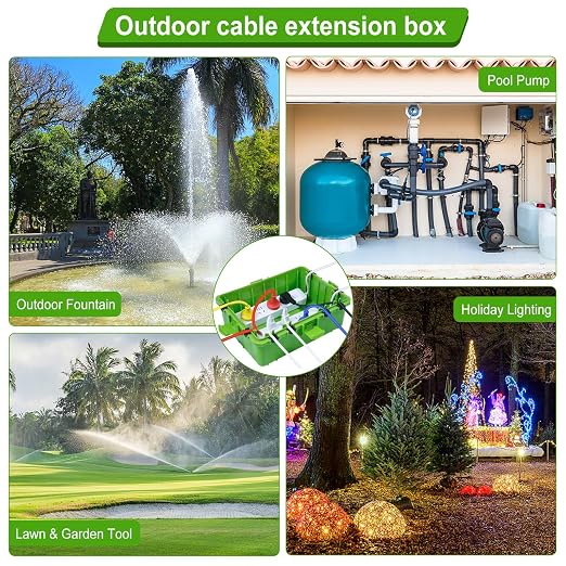 Large Outdoor Electrical Box Waterproof, IP54 Extension Cord Cover Weatherproof Outdoor Outlet Covers, Protect Power Strip, Timer Outlet, Plug, Socket, Holiday Light, Green (12 x 9X 5 inch)