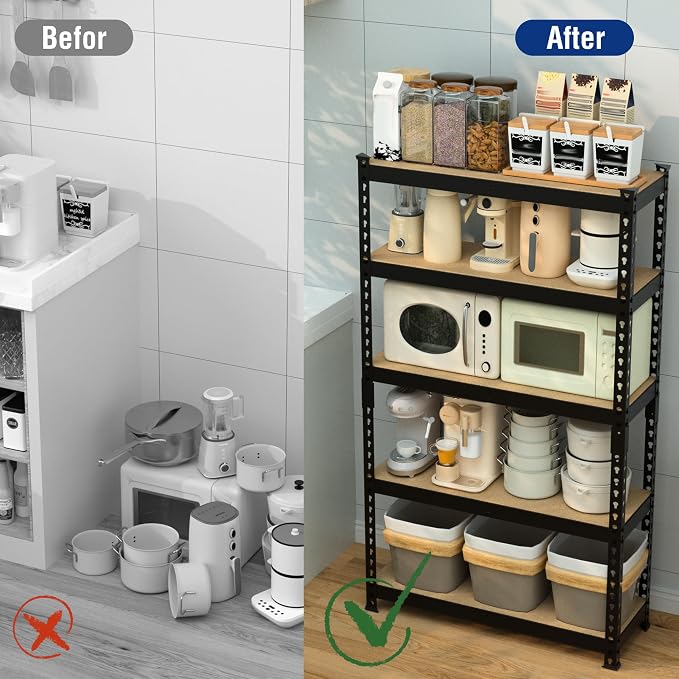 WORKPRO Shelving with MDF Board, 27-2/5"W x 11-7/10"D x 60" H, 1650LBS Load