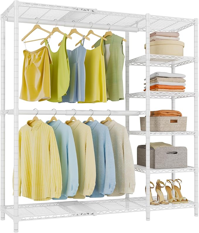 VIPEK X2 Expandable Clothes Rack Portable Closet Organizer System White | Heavy Duty Closet Racks Adjustable from 3'3" to 4'8" with Shelves and Hanger Rods Reach-in Clothing Rack for Hanging Clothes