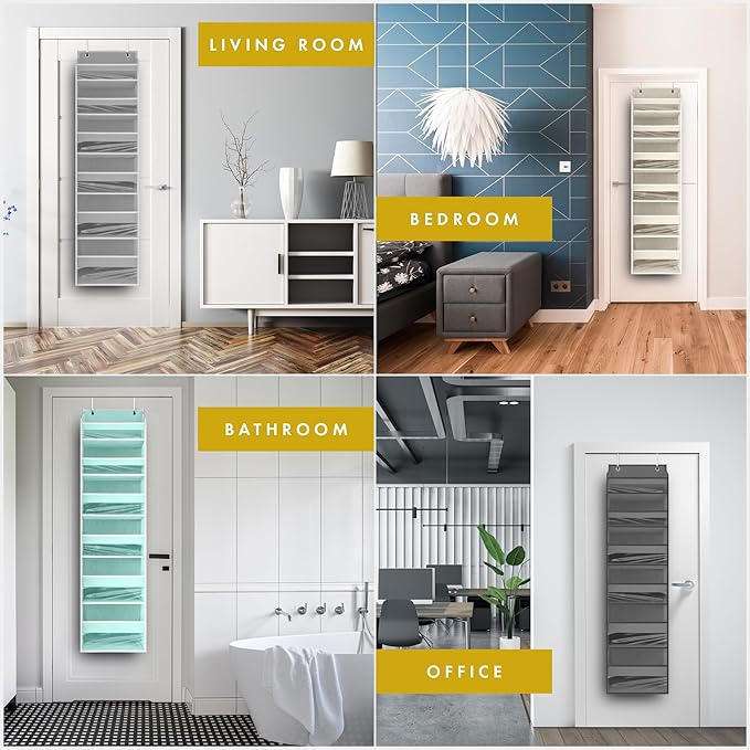 HOMELUX THEORY UPGRADED 6 Tiers Over The Door Organizer Hanging - 100D EXTRA THICK & 50lbs HUGE CAPACITY, 12 Side Mesh Pockets Over The Door Shoe Organizer, Hanging Closet Organizer (Baby Blue, 2pc)