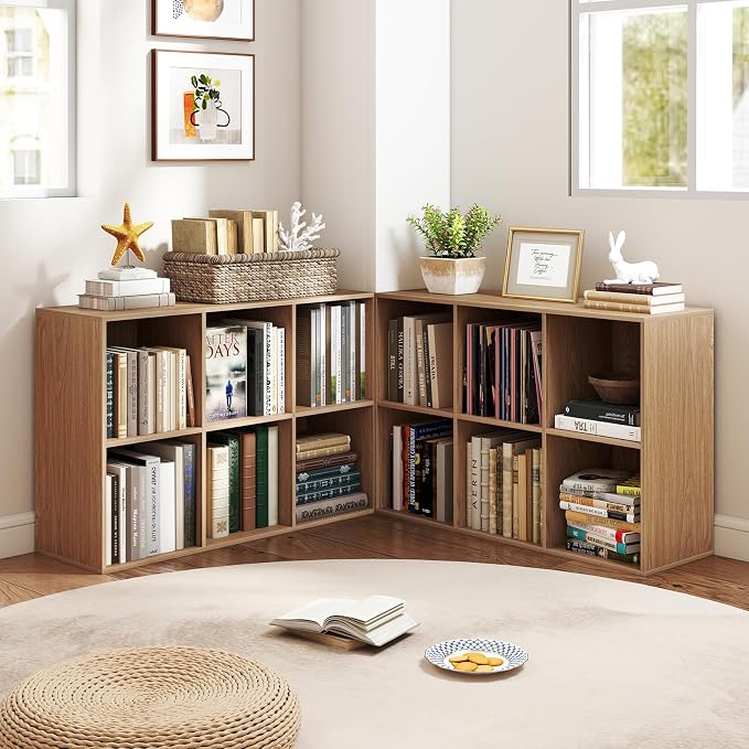 Giantex 6-Cube Bookcase, 3-Tier Cubby Bookshelf, Horizontal Vertical Display Rack with Anti-Tipping Kits, Modern Storage Organizer Shelf Unit for Bedroom, Living Room, Study Room, Natural | Horizontal Vertical Display Rack with Anti-Tipping Kits, Moder...