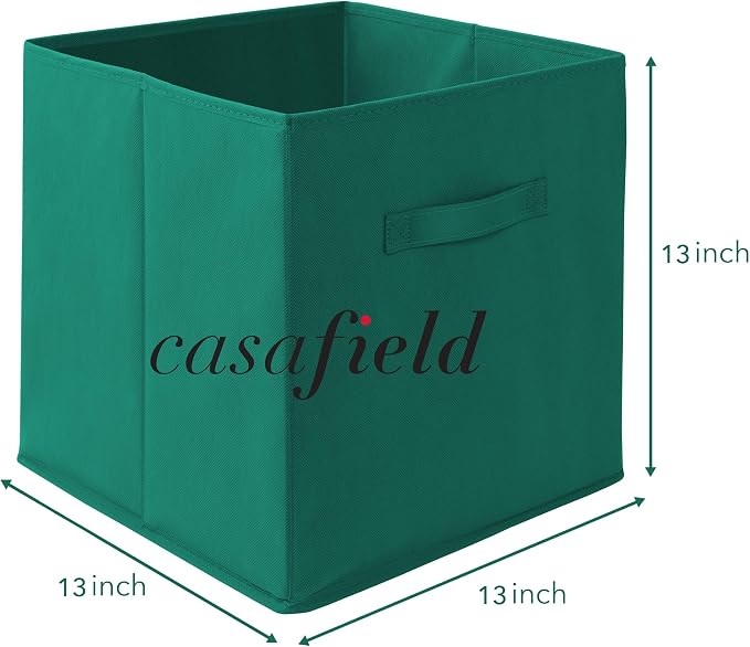 Casafield Set of 6 Collapsible Fabric Cube Storage Bins, Teal - 13" Foldable Cloth Baskets for Shelves, Cubby Organizers & More