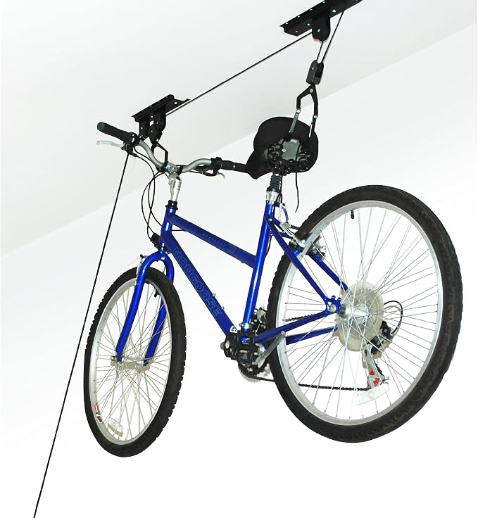 Bike Hanger - Overhead Hoist Pulley System with 100lb Capacity for Bicycles or Ladders - Secure Garage Ceiling Storage by Rad Sportz