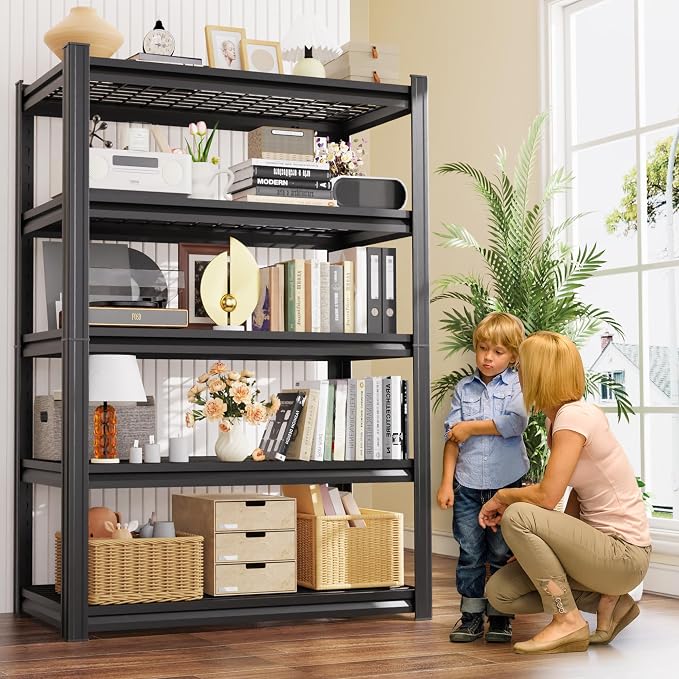 Set of 5-71"H Garage Shelving-3000LBS 5 Tier Storage Shelves,Adjustable Heavy Duty Metal Shelving Unit and Storage Large Wire Rack,Utility Steel Shelf For Shop Warehouse Industrial Pantry 71"x35"x16"