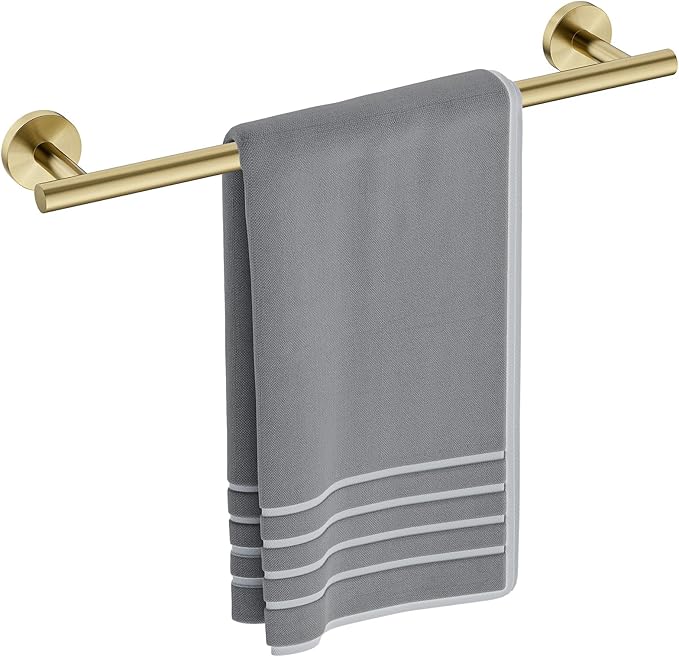 Luxbaro 18 Inch Brushed Gold Towel Bar, Thicken, Total Length 20-Inch | Towel Rack for Bathroom Wall, SUS304 Stainless Steel Towel Rod, Modern Home Decor