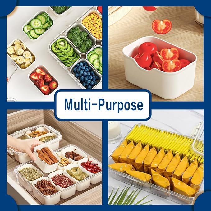 Pure Future 2-Pack Snackle Box Containers with Handles - Divided Serving Tray with Lids, 8 Compartments Charcuterie Box for Travel, Movie Nights & Parties (Hand Wash Only)