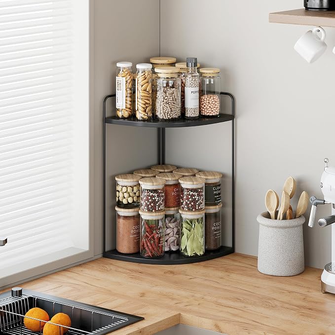 Bathroom Counter Organizer, Vanity & Makeup Countertop Organizer | Corner Bathroom Counter Organizer, Bathroom Sink Organizer, Bathroom Counter Shelf, Countertop Organizer, Corner Desk Shelf