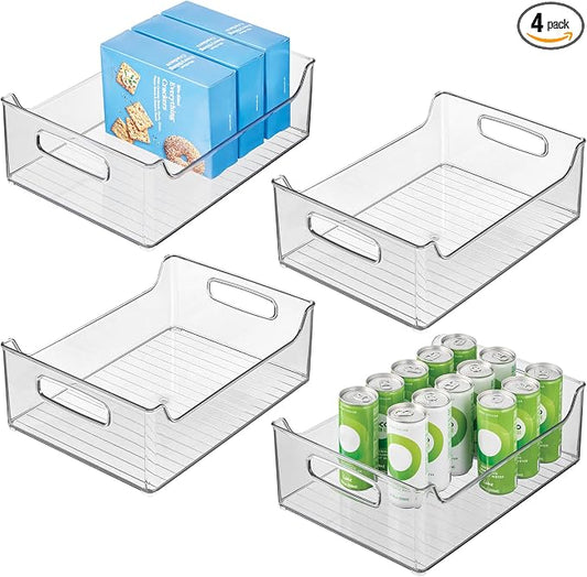iDesign Stackable Clear Plastic Storage Bin, 4-Pack | Kitchen Organizers, For Fridge, For Cabinet, For Pantry