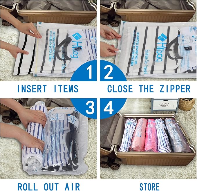 30 Combo Vacuum Storage Bags, Vacuum Seal Bags for Clothing and Bedding | Various Size, Airtight Triple Seal, Save 80% Space, Hand Pump, Work with Vacuum, Double Zip, Reusable, Easy to Use
