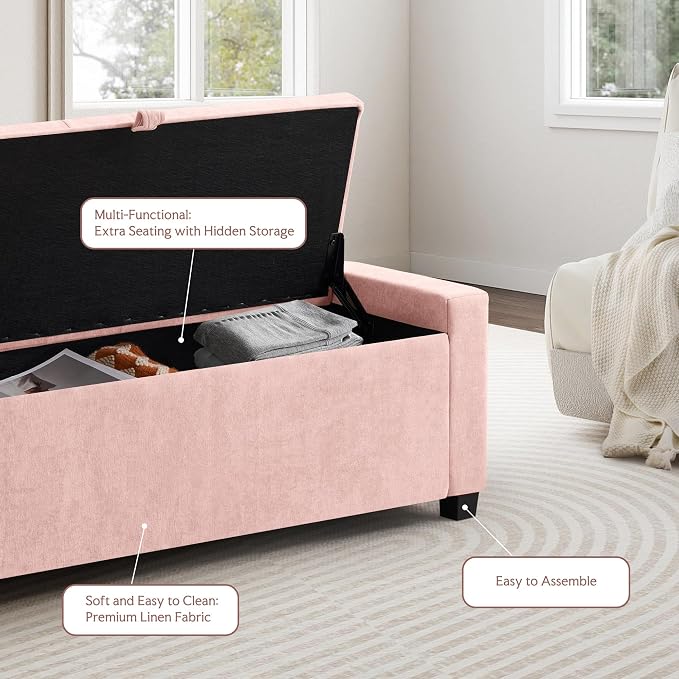 GRAINELL 42.13” Storage Ottoman Bench, Upholstered Tufted Bedroom Bench | End of Bed Storage Bench for Living Room & Entryway, 350 lb Capacity