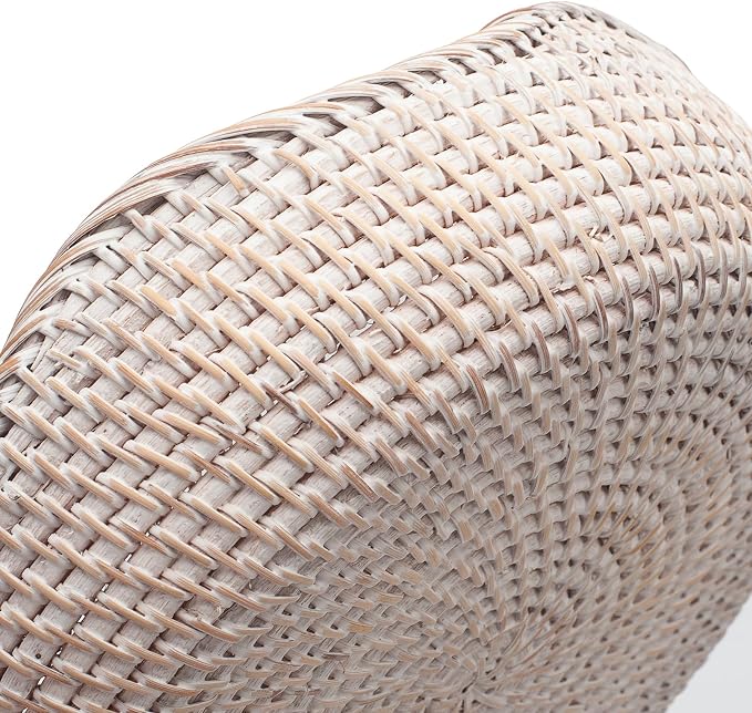 YANGQIHOME Rattan Bread Basket, Round Fruit Baskets, Wicker Storage Bowls, Natural Woven Serving Basket Bowls, Decorative Baskets for Kitchen Counter Organizing (Washwhite S/M/L)
