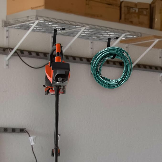 NACETURE Garage Ceiling Rack Bike Hooks, 8 Pack Storage Hooks (Flat Hook) | For garage ceiling storage racks to hang bicycles, ladders and equipment.